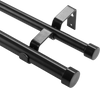VEVOR 1 Inch Double Curtain Rods 36 to 72 Inches(3-6ft), Drapery Rods for Windows 24 to 68 Inches, Telescoping Dual Curtain Rod with Round Finials, Black