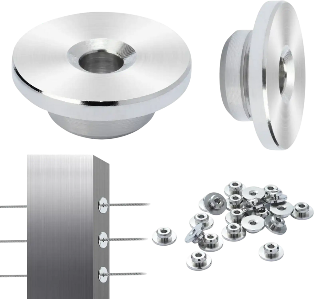 VEVOR 51Pack Cable Railing Kit 1/8" Wheel Protector Sleeves, Bundle with Black Invisible 1/8" Swage Tensioner and Terminal, Cable Railing Post Safeguard Covers for 0.41inch Horizontal Hole Post
