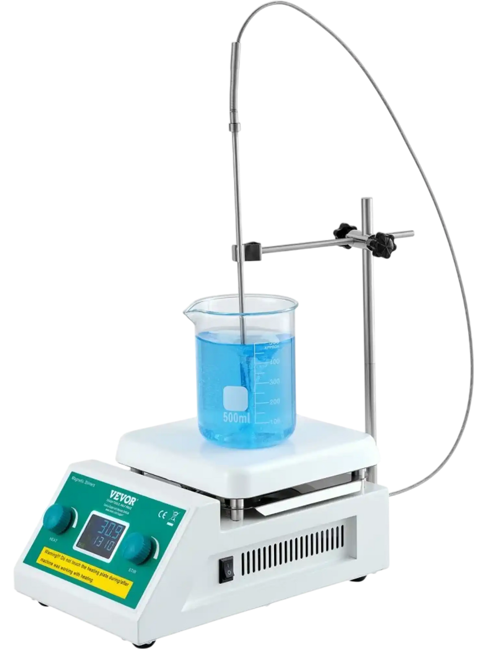 VEVOR Magnetic Stirrer Hot Plate, Max 212 ℉ / 100 ℃, 0-2000 RPM Hot Plate with Magnetic Stirrer, 2000mL Hot Plate Stirrer with LED Screen, Support Stand and Stir Bars Included, 500W Heating Power