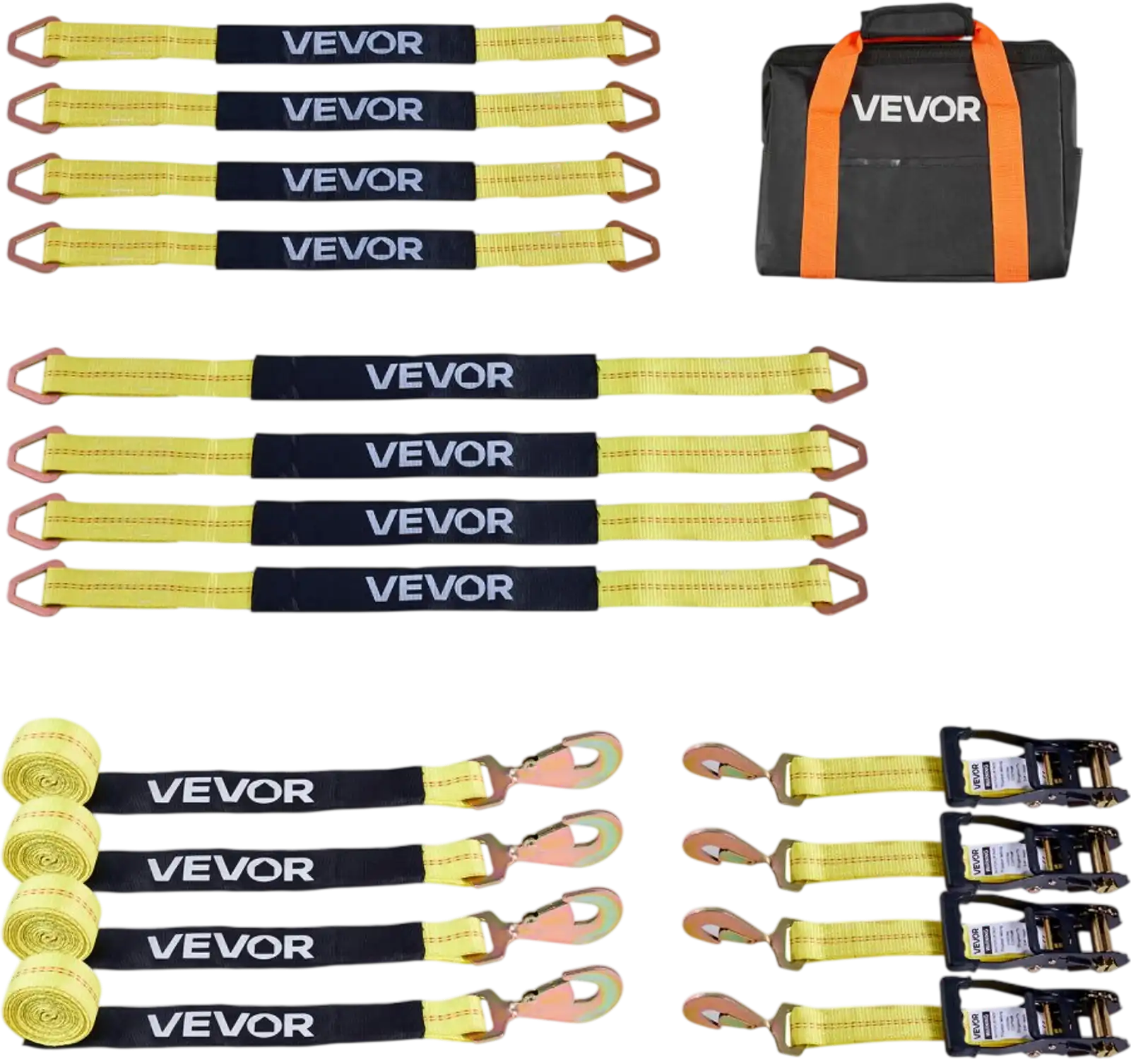 Vevor Trailer Tie-Down Kit Axle Wheel Chock Ratchet Strap 10009 lbs Break Strength New