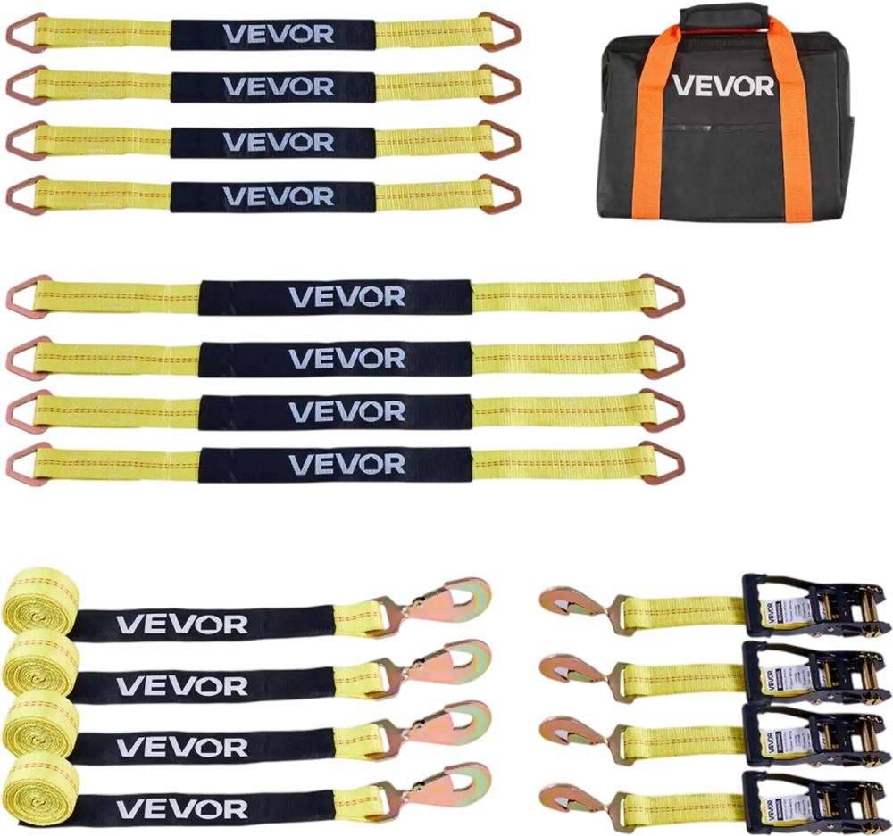 VEVOR Wheel Chock Tie-Down Kit, Axle Type Trailer Tie Down Strap, Car Tie Down Kit with Break Strength 10009 lbs, Working Load 3333 lbs, Trailer Ratchet Strap for ATV, UTV, & Heavy-Duty Pickup Trucks