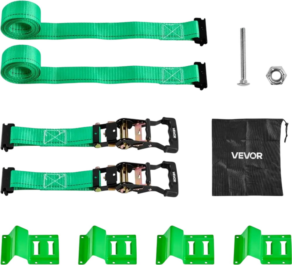VEVOR Wheel Chock Tie-Down Kit, Chock-Style Trailer Tie Down Strap, Car Tie Down Kit with Buckle, Break Strength 4380 lbs & Working Load 1460 lbs Motorcycle Tie-Down System for ATVs, UTVs & Trailers