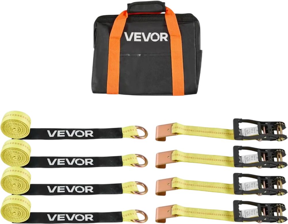 VEVOR Wheel Chock Tie-Down Kit, Tire-Style Motorcycle Tie-Down System, Car Tie Down Kit with Flat Hook, Break Strength 10009 lbs & Working Load 3333 lbs Trailer Tie Down Strap for ATVs, SUVs, Trailers