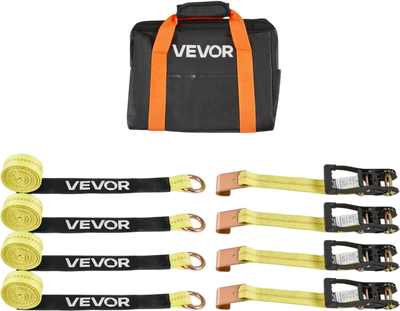 Vevor Wheel Chock Tie-Down Kit Tire-Style Flat Hook Car Trailer Strap New