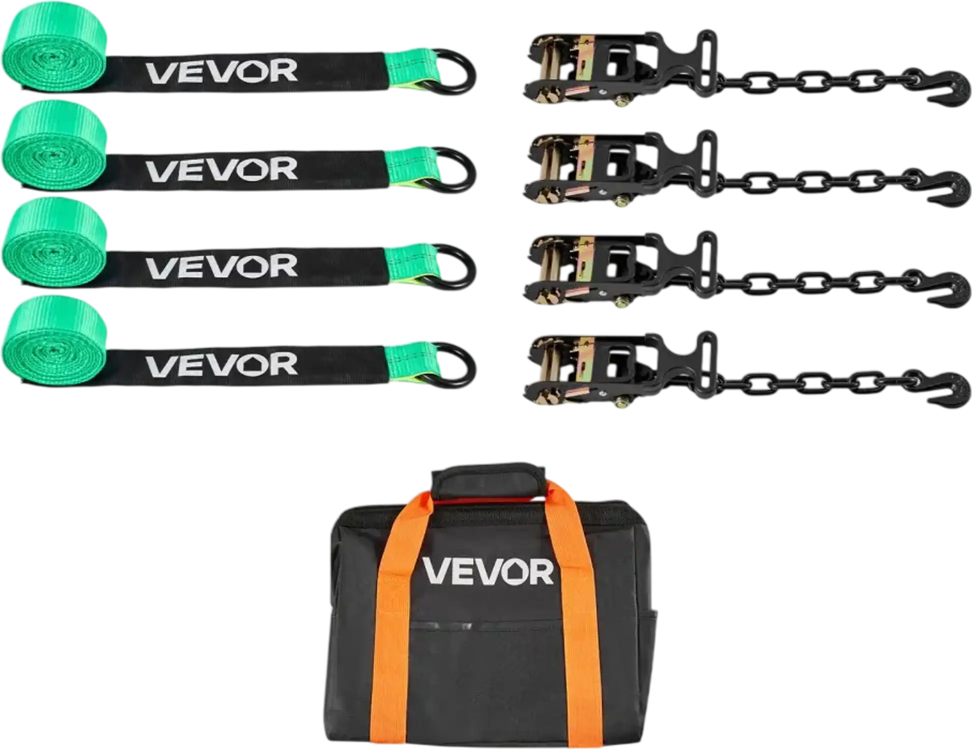 Vevor Wheel Chock Tie-Down Kit Tire-Style Tow Dolly Strap System New