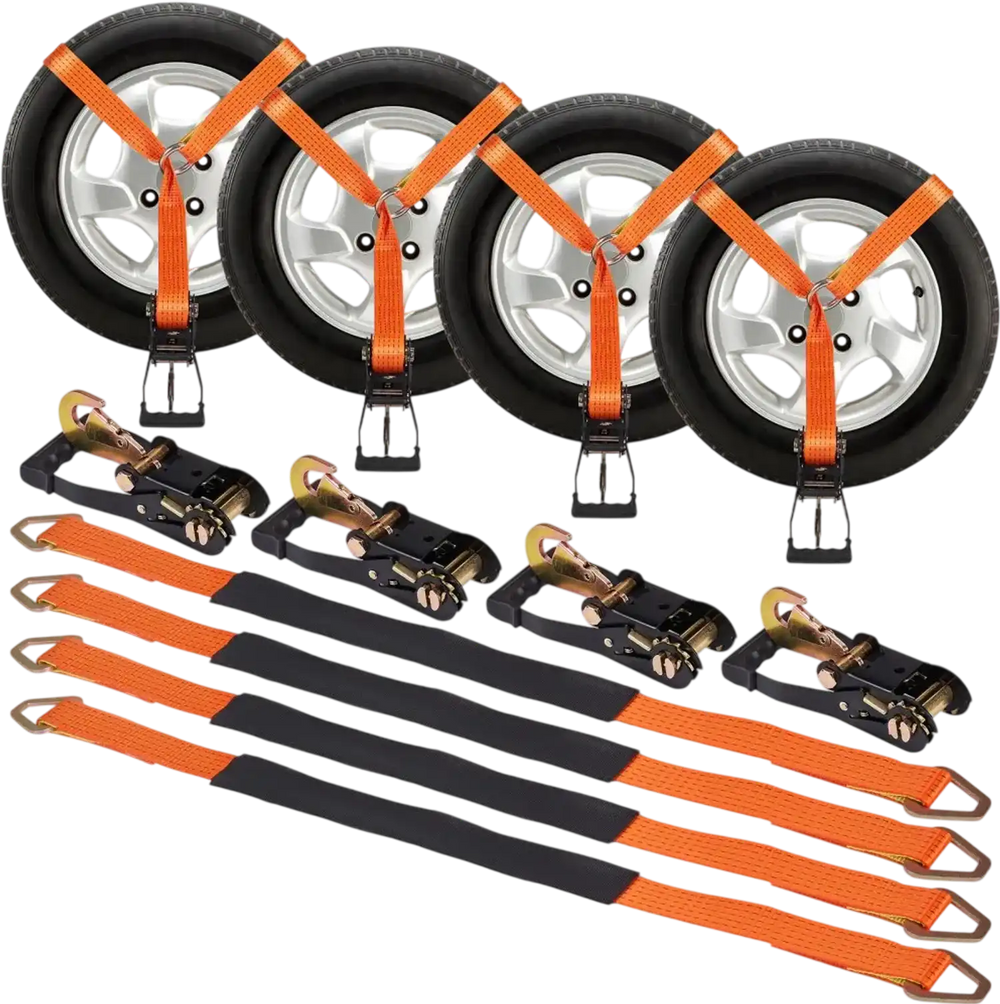 VEVOR Ratchet Tie Down Straps Kit, 2" x 120" Tire Straps, 5512 LBS Working Load, 11023 LBS Breaking Strength, Car Tie Down Straps with Snap Hooks for Passenger Car, Truck, Trailer, 4-Pack