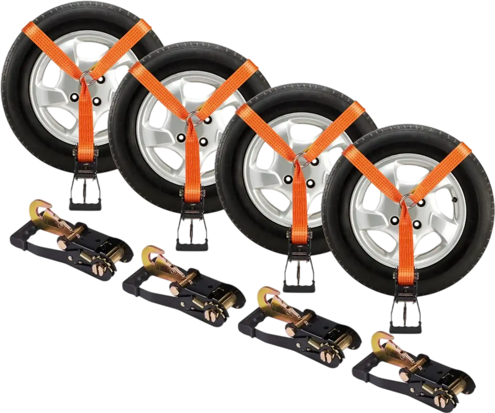 VEVOR Ratchet Tie Down Straps Kit, Lasso Style 2" x 120" Tire Straps, 5512 LBS Working Load, 11023 LBS Breaking Strength, Car Tie Down Straps with Snap Hooks for Passenger Car, Truck, Trailer, 4-Pack