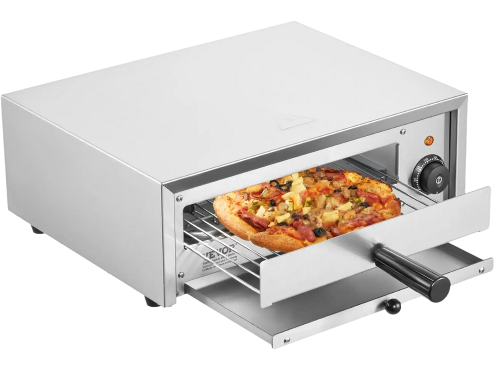 VEVOR Countertop Electric Pizza Oven, 12-inch, 1500W, 32-572 °F Temp Range, Stainless Steel Construction and Easy-to-Clean Crumb Tray, Suitable for Both Commercial and Home Use