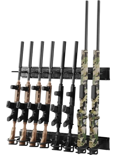 VEVOR Indoor Gun Rack, Heavy Duty Steel, Wall Mount Rifle and Shotgun Rack, 8 Slots for Long Guns, Gun Display Rifle Storage Holder with Screws, for Home Garage Office Retail Shop Hunting Cabin Wall