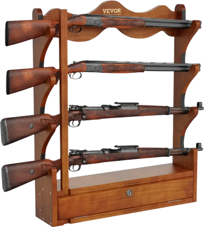 Vevor Gun Rack 4-Slot Wood Wall Mount Display Rack New