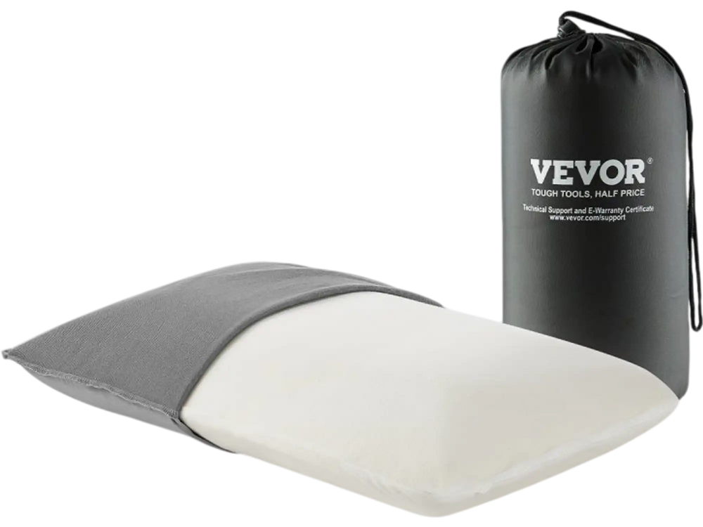 VEVOR Camping Pillow, Memory Foam Travel Pillow with Double-Sided Cover, Portable Backpacking Pillows with Removable & Washable Cover and Storage Bag, Perfect for Camping, Air Travel, Hiking, Office