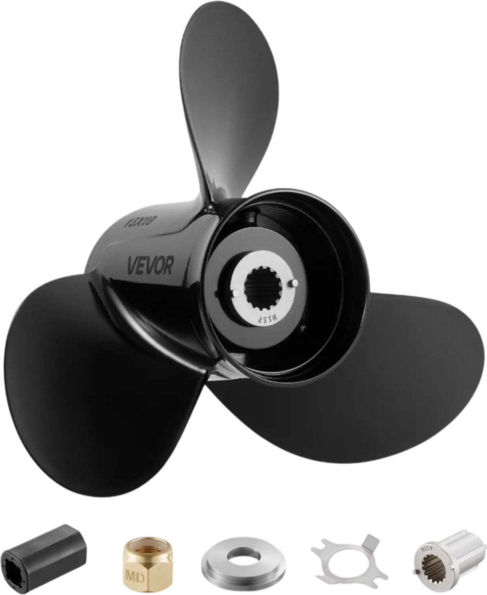 VEVOR Outboard Propeller, Upgrade OEM 15 Spline Tooth Aluminum Outboard Boat Propeller Fit Mercury Engines 40-140 HP, 4-1/4" Gearcase, 3-Blade, RH (Right Hand Rotation), OEM Parts No. 48-77346A45