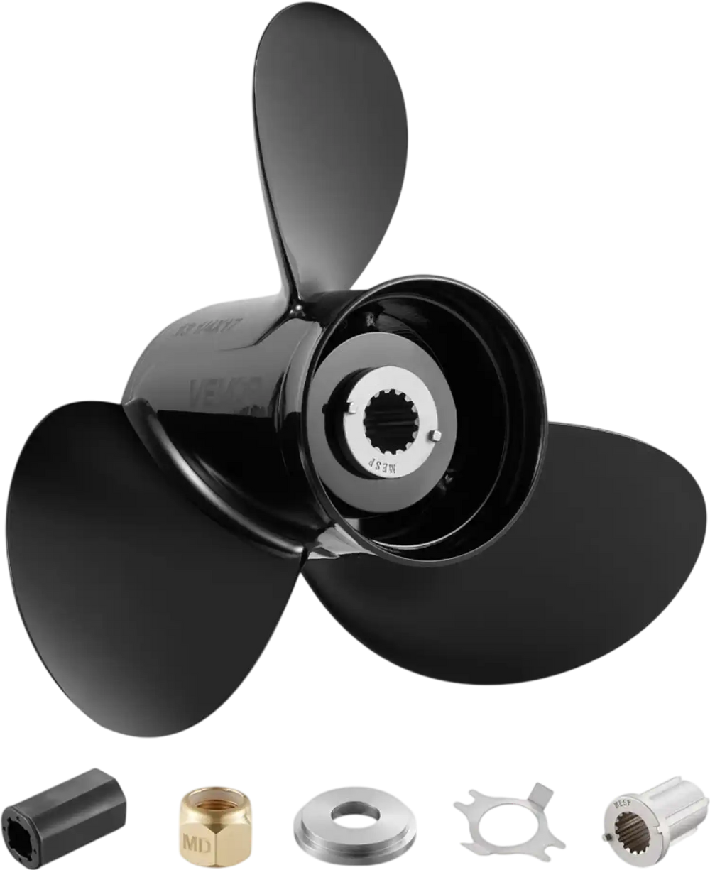 VEVOR Outboard Propeller, Upgrade OEM 15 Spline Tooth Aluminum Outboard Boat Propeller Fit Mercury Engines 40-140 HP, 4-1/4" Gearcase, 3-Blade, RH (Right Hand Rotation), OEM Parts No. 48-77344A45