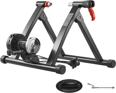 VEVOR Bike Trainer, 6 Level Resistance, 26-29 in & 700C Wheels, Foldable Magnetic Bicycle Stationary Stand for Indoor Exercise Riding with Quick Release Skewer & Front Wheel Riser Block for Road Bikes