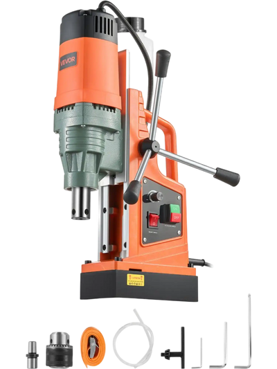 VEVOR Magnetic Drill, 1550W Motor 2 in Coring Diameter, 2922 lbf Magnetic Force, 0-550 RPM Variable Speed, Portable Electric Mag Drill Press Drilling Machine for Metal Surface, Home Improvement