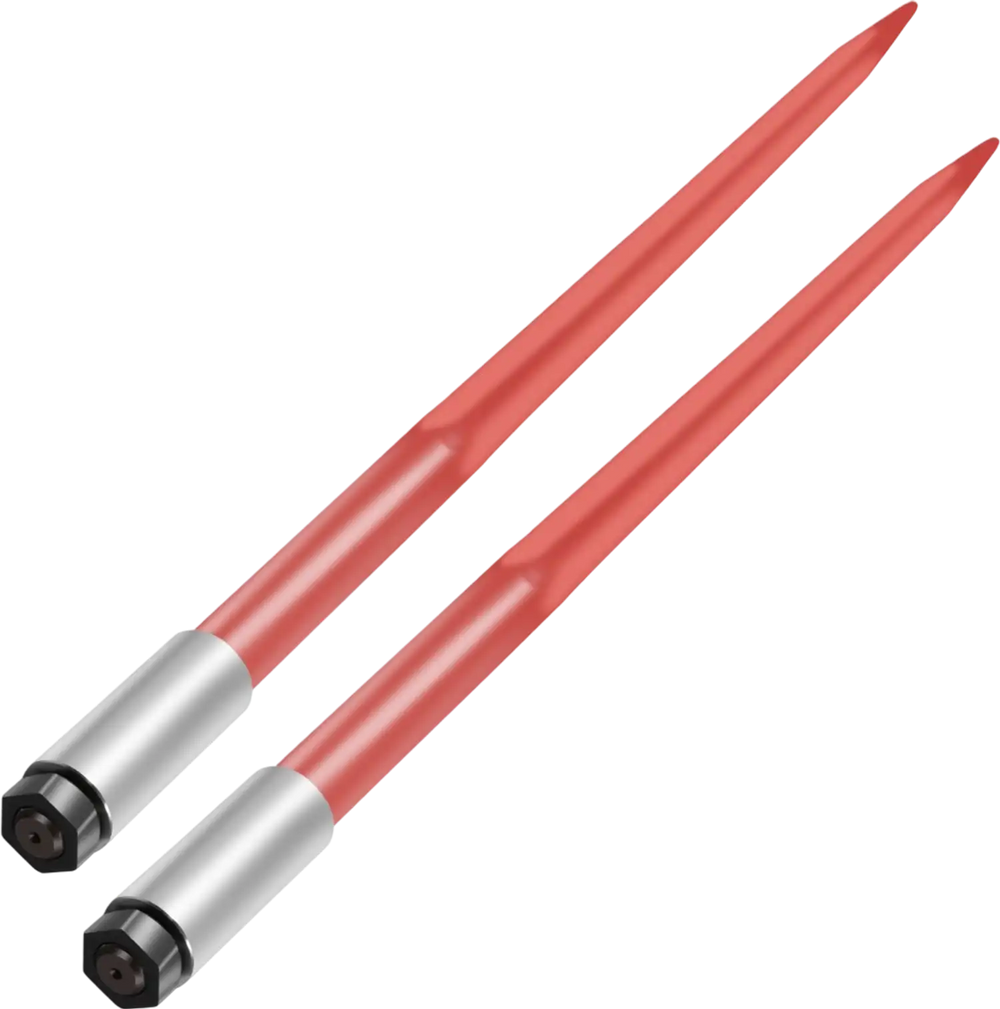 VEVOR Pair Hay Spear 43" Bale Spear 3000 lbs Capacity, Bale Spike Quick Attach Square Hay Bale Spears 1 3/4", Red Coated Bale Forks, Bale Hay Spike with Hex Nut & Sleeve for Buckets Tractors Loaders