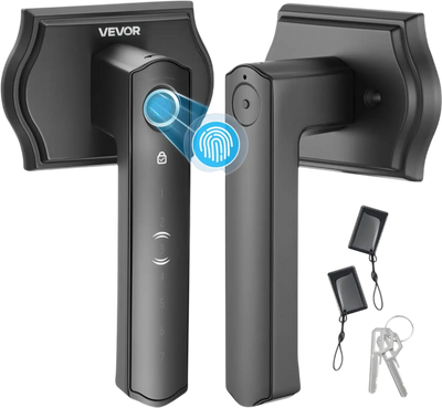 VEVOR Fingerprint Door Lock Set, Electronic Biometric Knob Keyless Entry Door Lock with Handle, Auto Locking, One-Time Code, Anti-Peeking Password, Easy Installation, for Home, Apartment, Matte Black