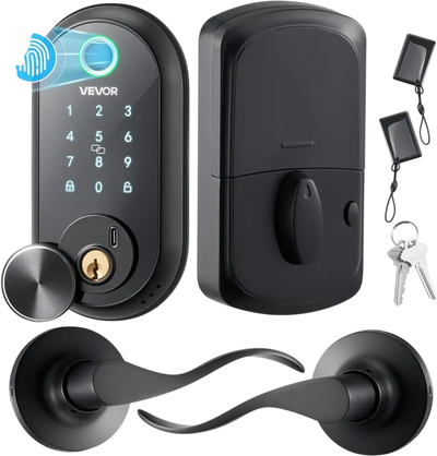 Vevor Fingerprint Door Lock Set Keyless Entry Biometric Deadbolt with Handle Matte Black New