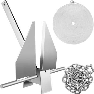 Vevor Boat Anchor Kit 13 lbs Fluke Style Galvanized Steel w/ Chain & Rope New
