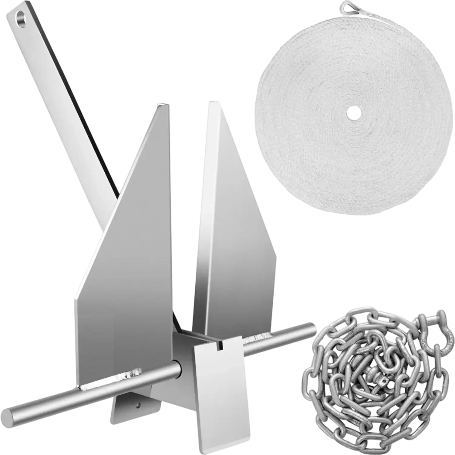 Vevor Boat Anchor Kit 8.5 lb Fluke Style Galvanized Steel New