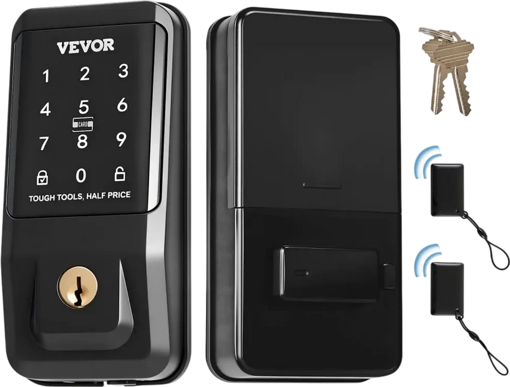 VEVOR Keyless Entry Door Lock, Touchpad Electronic Deadbolt with IC Card, Customizable User Codes, Keyed Entry, Auto Lock, Anti-Peeking Password, Backlit, Easy Installation, for Home, Matte Black