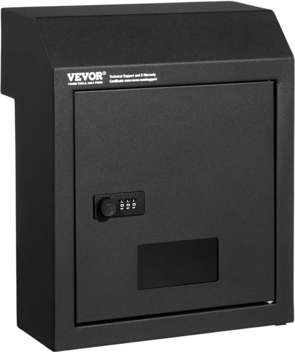 VEVOR Through The Door Key Drop Box, Heavy Duty Steel Through the Door Mailbox with 12" Combination Lock, Mail Drop Box, Black