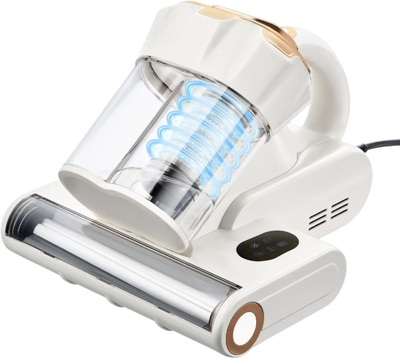 VEVOR Mattress Vacuum Cleaner, 550W Bed Vacuum Cleaner with 18Kpa Powerful Suction and Dual Dust Bin, HEPA Filter & Heating, Ultrasound Tech & Cleaning Lights, Handheld for Bed, Sofa, Corded, White