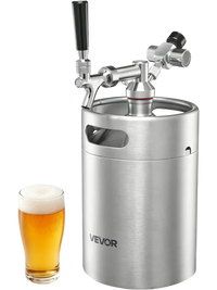 VEVOR 170oz Mini Keg, Pressurized Growler Tap System, 304 Stainless Steel Beer Kit, with Co2 Regulator, Self-Closing Faucet, Keeps Fresh and Carbonation for Homebrew, Craft and Draft Beer