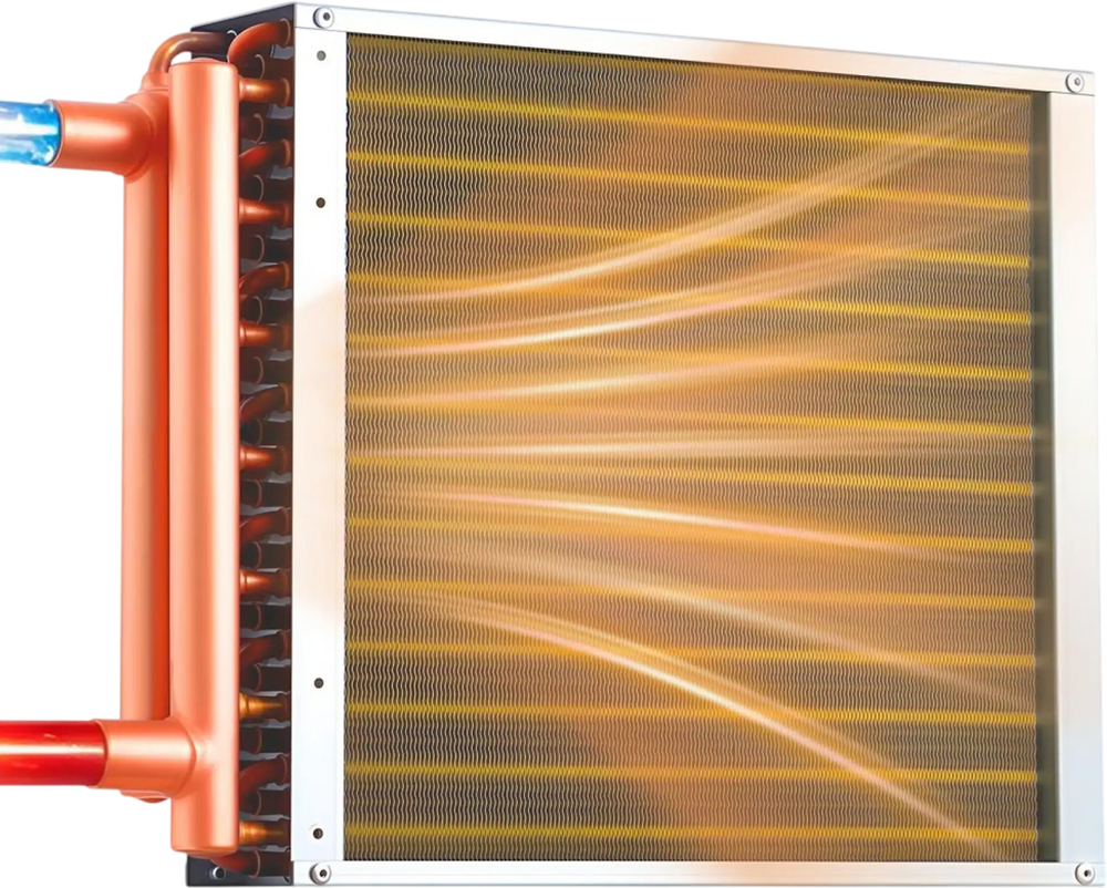 VEVOR Water to Air Heat Exchanger, 14 x 14 in Finned Tube HVAC Heat Exchanger Coil with Copper Tubes & Aluminum Fins, 65K BTU Output for Outdoor Wood Furnace, Hydronic Heating & Cooling Systems