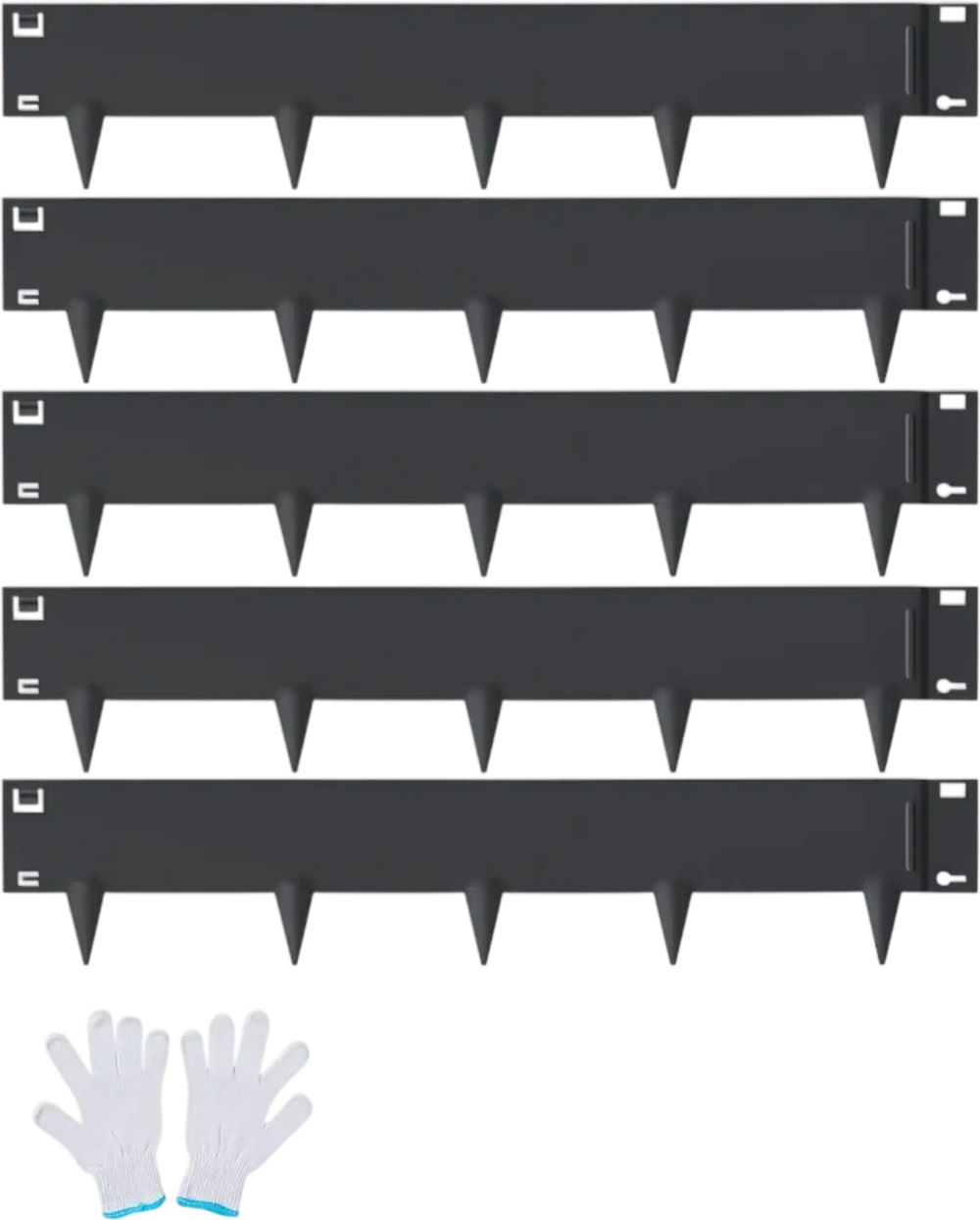 VEVOR Steel Landscape Edging, 5-pack Steel Garden Edging Borders, 39" L x 4" H Strips, Hammer-in Edging Border, Bendable Metal Landscape Edging for Yard, Garden, Lawn, 3.15" Spike Height, Black
