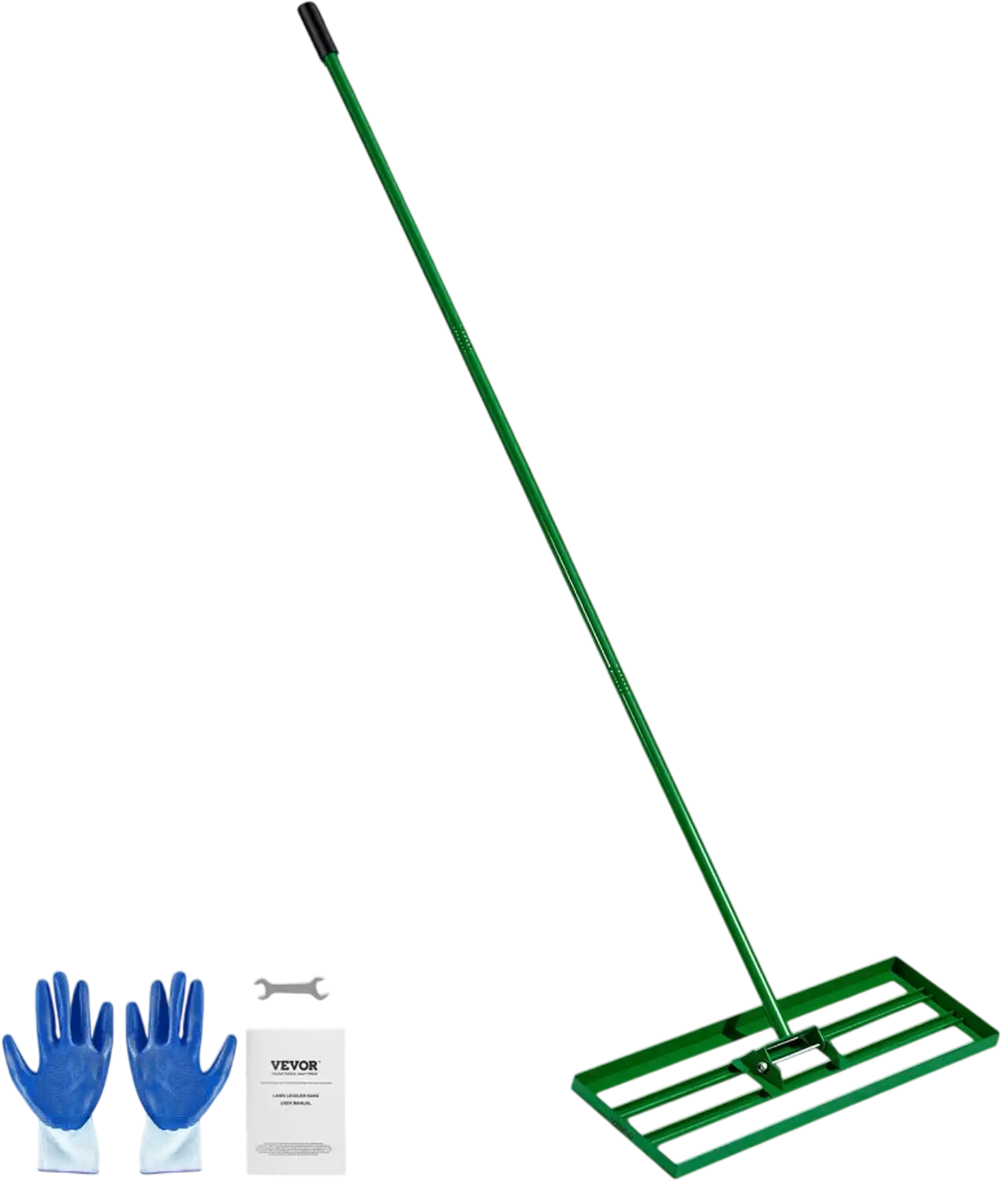 VEVOR Lawn Leveling Rake, 30"x10" Level Lawn Tool, Heavy-duty Lawn Leveler with 78" Steel Extended Handle, Yard Leveling Rake Suit for Garden, Golf Lawn, Farm