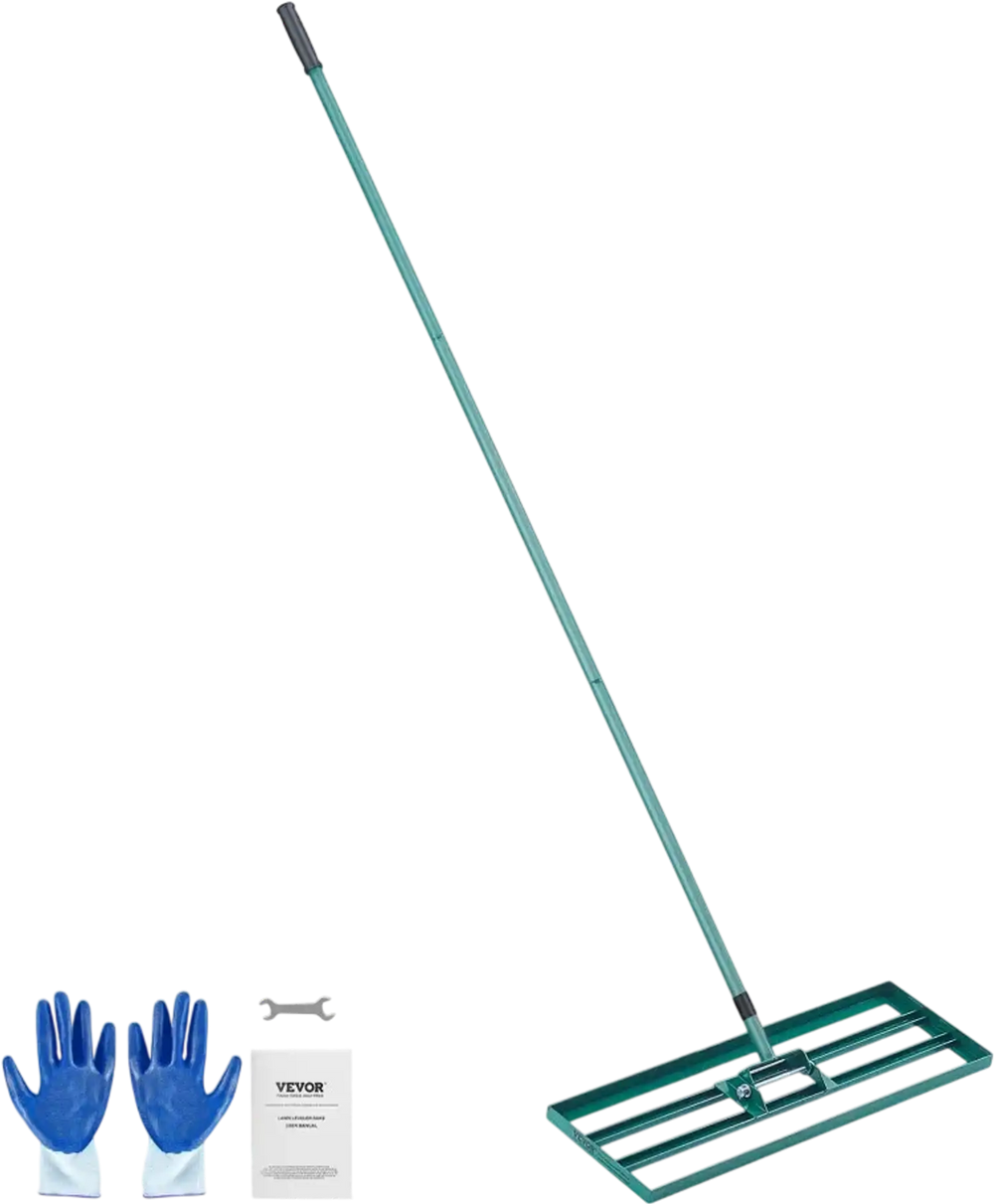 VEVOR Lawn Leveling Rake, 30"x10" Level Lawn Tool, Heavy-duty Lawn Leveler with 78" Steel Extended Handle, Yard Leveling Rake Suit for Garden, Golf Lawn, Farm