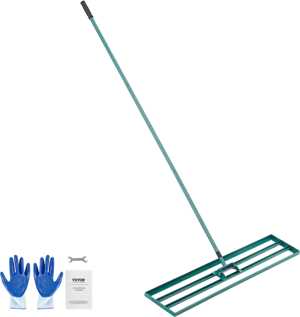 VEVOR Lawn Leveling Rake, 48"x10" Level Lawn Tool, Heavy-duty Lawn Leveler with 78" Steel Extended Handle, Yard Leveling Rake Suit for Garden, Golf Lawn, Farm