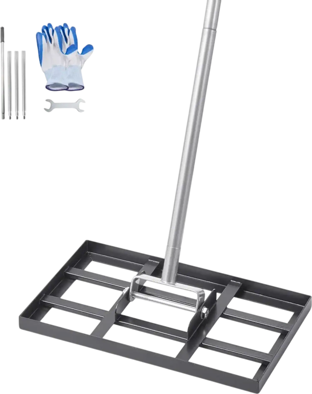 VEVOR Lawn Leveling Rake, Lawn Leveler with 78 in Handle, 17x10 in Ground Plate, Rust-Resistant Carbon Steel Soil Leveler, 5 Heights Adjustable, Effort Saving Lawn Leveling Tool for Yard Golf Court