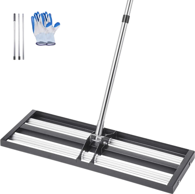 Vevor Lawn Leveling Rake Updated Stainless Steel Yard Leveler with Roller 30