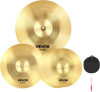 VEVOR Cymbal Pack, 3 Pieces Cymbals for Drum Set, Alloy Cymbals Drum Set Includes 14-inch Hi-Hats, 16-inch Crash, 20-inch Ride, Drumsticks & Cymbal Bag, Alloy Cymbal Pack for Drummer, Bright Copper