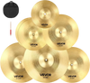 VEVOR Cymbal Pack, 6 Pieces Cymbals for Drum Set, Alloy Cymbals Drum Set Includes 14-inch Hi-Hats, 16-inch Crash, 18-inch Crash, 20-inch Ride, 10-inch Splash, 16-inch China, Drumsticks & Cymbal Bag