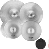 VEVOR Low Volume Cymbal Pack, 4 Pieces Quiet Cymbals for Drum Set, Alloy Cymbals Drum Set Includes 14-inch Hi-Hats, 16-inch Crash, 18-inch Crash, 20-inch Ride, Drumsticks & Cymbal Bag, Bright Copper