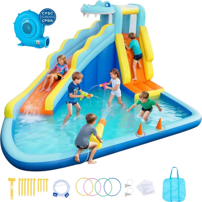 Vevor Bounce House Inflatable Water Slide Castle with Splash Pool 11.6 x 13.1 x 7.7' New