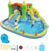 VEVOR Inflatable Bounce House, 12.5 x 13.1 x 6.5 ft Inflatable Bounce House Water Slide, Bouncer Castle with Castle Bounces, Basketball Hoop, Splash Pool & Water Ring Toss, for 3 to 4 Kids Ages 3 to 8