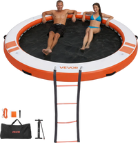 VEVOR Inflatable Floating Dock, 10 FT Inflatable Dock Platform, Non-Slip Water Air Mat with Portable Carrying Bag & Detachable Ladder, Floating Water Platform Island Raft for Pool Beach Ocean, Orange