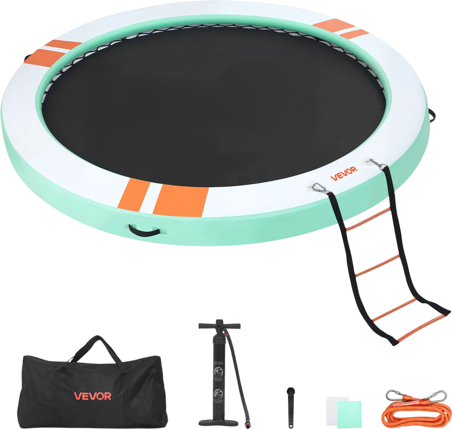 Vevor Inflatable Floating Dock 12 ft Round with Mesh Pool Detachable Ladder New
