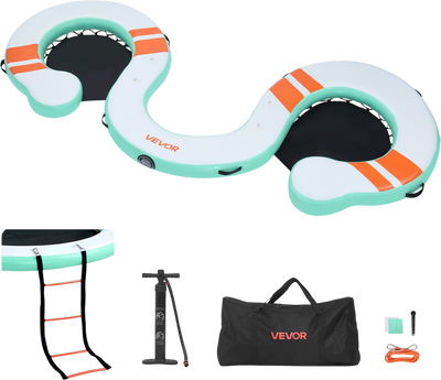 VEVOR Inflatable Floating Dock, 15 x 6 FT Inflatable Dock Platform, Non-Slip Water Air Mat with Portable Carrying Bag and Detachable Ladder, Floating Water Platform Island Raft for Pool Beach Ocean