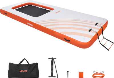 VEVOR Inflatable Floating Dock, 15 x 6.5 FT Inflatable Dock Platform, Non-Slip Water Air Mat with Portable Carrying Bag and Detachable Ladder, Floating Water Platform Island Raft for Pool Beach Ocean