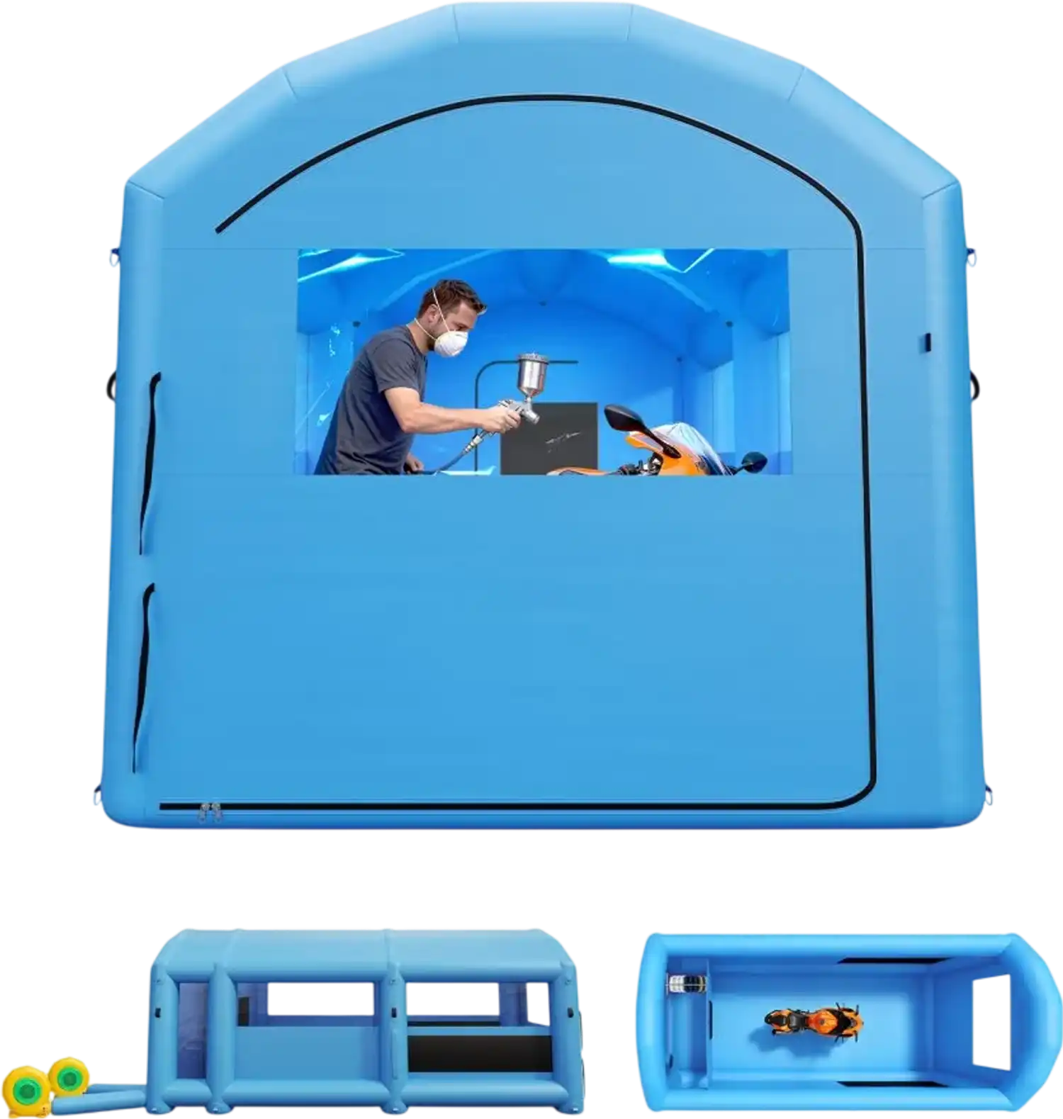Vevor Inflatable Paint Booth Portable Spray Booth with Changing Area 20' x 10' x 8' Blue New