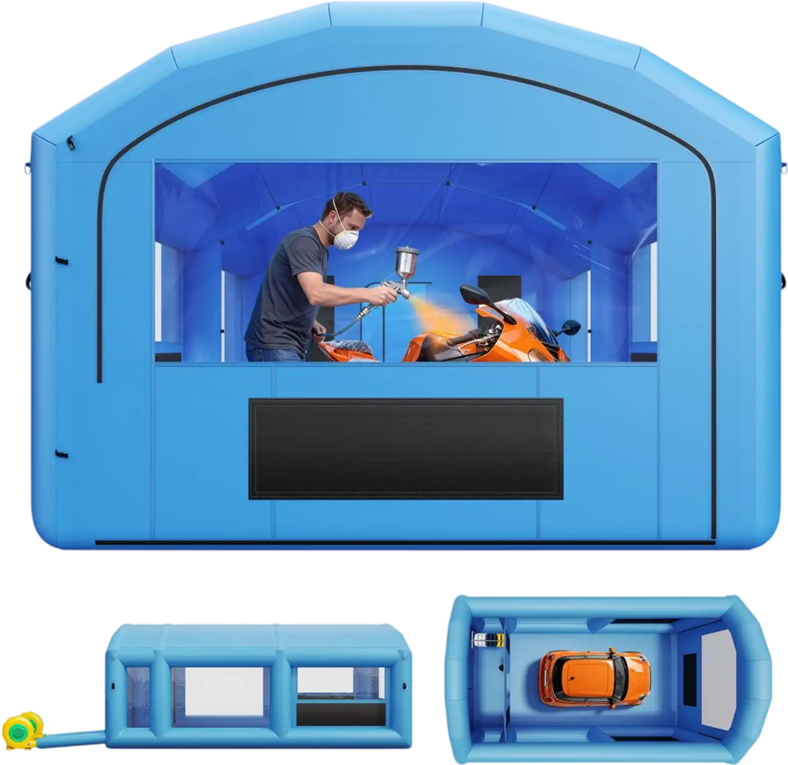 Vevor Inflatable Paint Booth 23' x 13' x 9' Portable Spray Booth with Changing Area Blue New