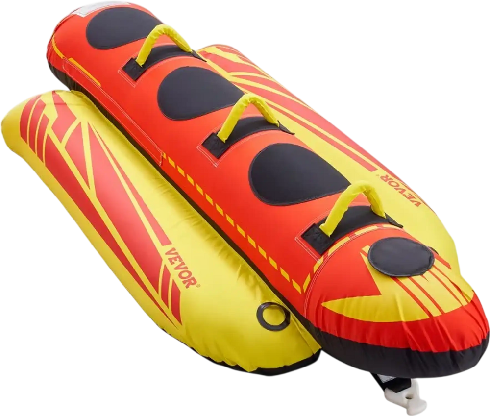 VEVOR Towable Tubes for Boating, 1-3 Riders Inflatable Boat Tubes and Towables, 510lbs Capacity Hot Dog Water Sport Tube for Boat to Pull - with Full Nylon Cover, Padded Handles & Speed Safety Valve
