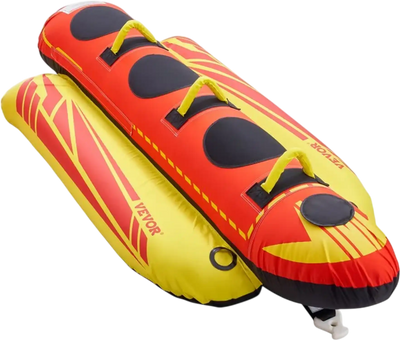 VEVOR Towable Tubes for Boating, 1-3 Riders Inflatable Boat Tubes and Towables, 510lbs Capacity Hot Dog Water Sport Tube for Boat to Pull - with Full Nylon Cover, Padded Handles & Speed Safety Valve