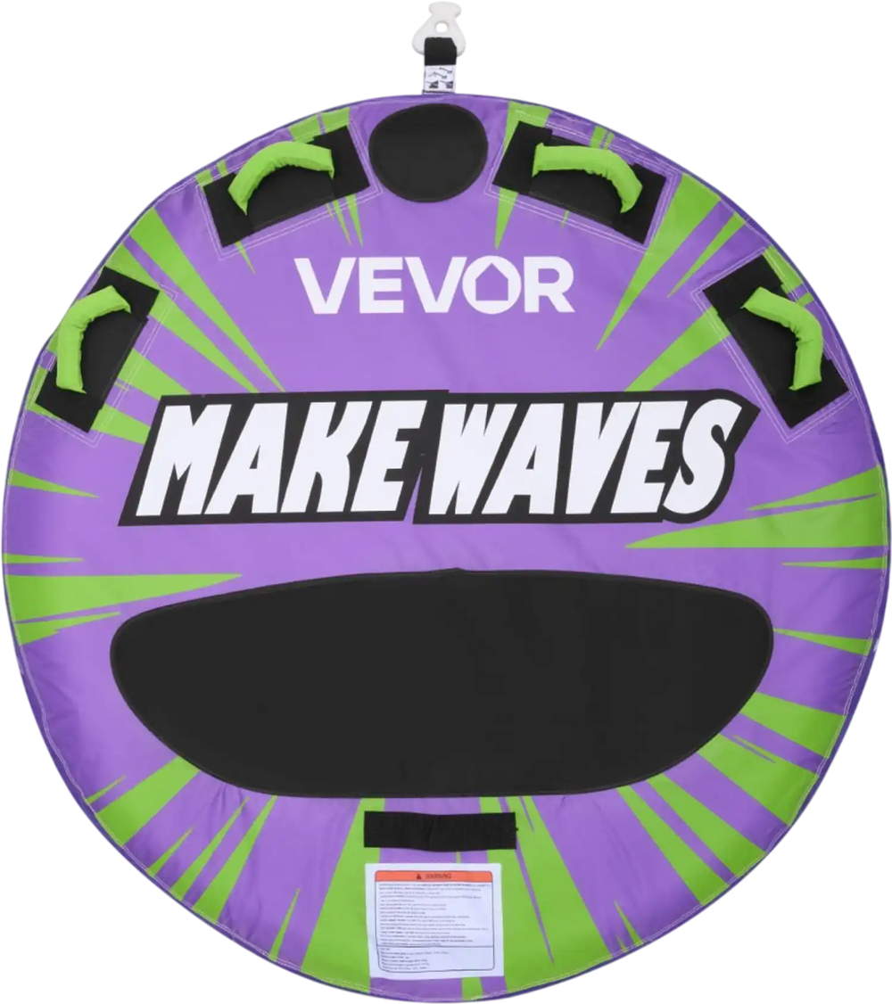 VEVOR Towable Tubes for Boating, 2-Rider Inflatable Boat Tubes and Towables, 340lbs Capacity Water Sport Tube for Boat to Pull - with Anti-Slip Pad, Full Nylon Cover, Padded Handles & Safety Valve