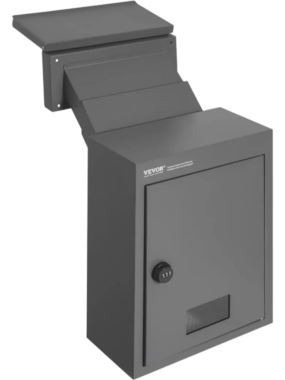 VEVOR Through The Wall Drop Box, Heavy Duty Steel Through The Wall Mailbox with 2.8-7.9" 13" Combination Lock, 12.5x6.3x16.9 Mail Drop Box, Dark Gray